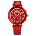 Swarovski Octea Lux Chrono Red Dial Red Leather Strap Watch for Men - 5646975