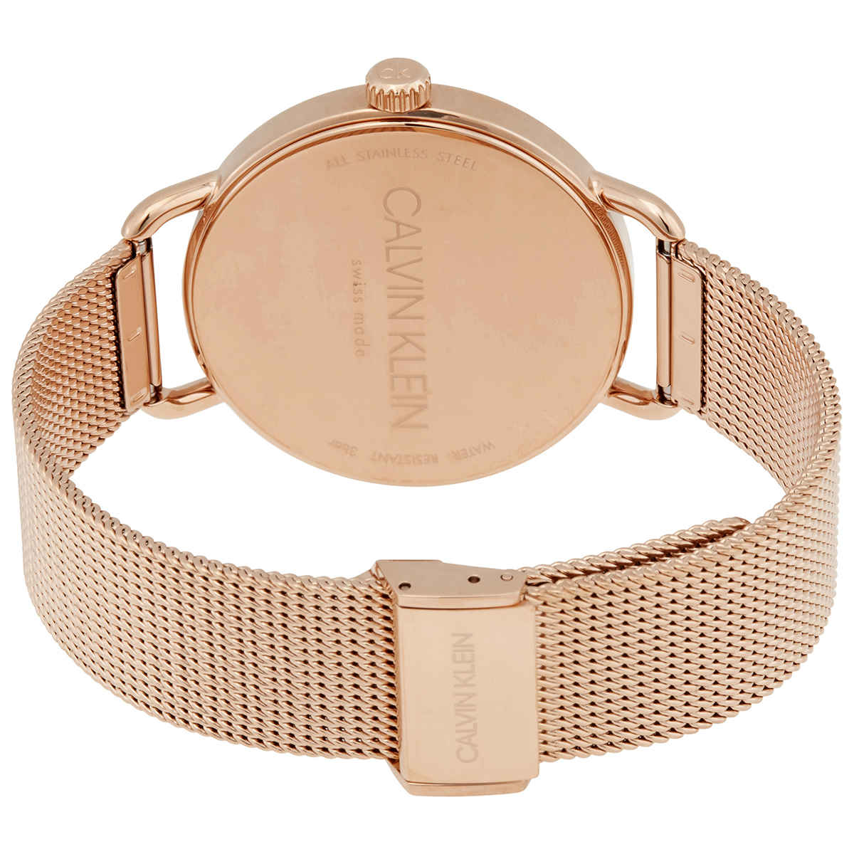 Calvin Klein Even White Dial Rose Gold Mesh Bracelet Watch for Women - K7B21626