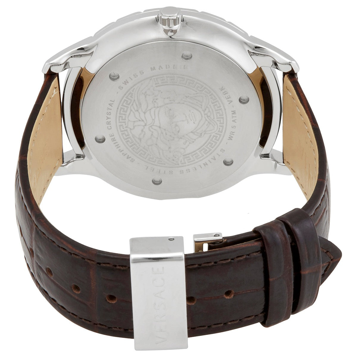 Versace Univers White Dial Brown Leather Strap Watch for Men - VEBK00118