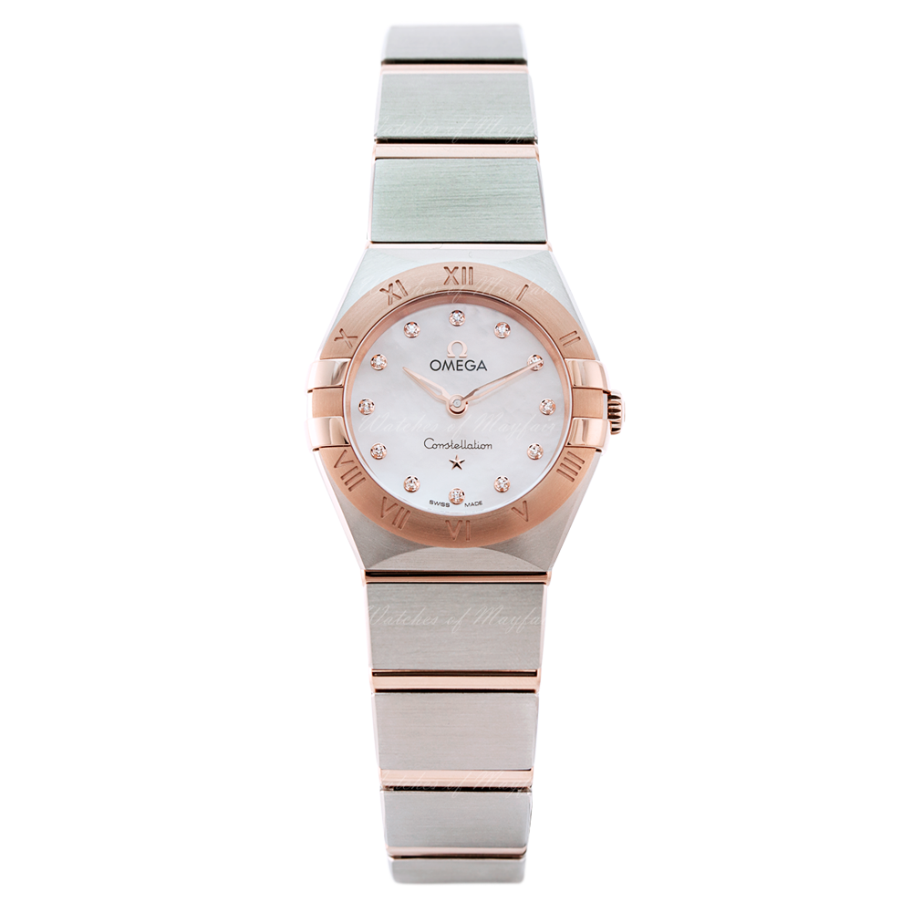 Omega Constellation Manhattan Quartz Diamonds Mother of Pearl Dial Two Tone Steel Strap Watch for Women - 131.20.25.60.55.001