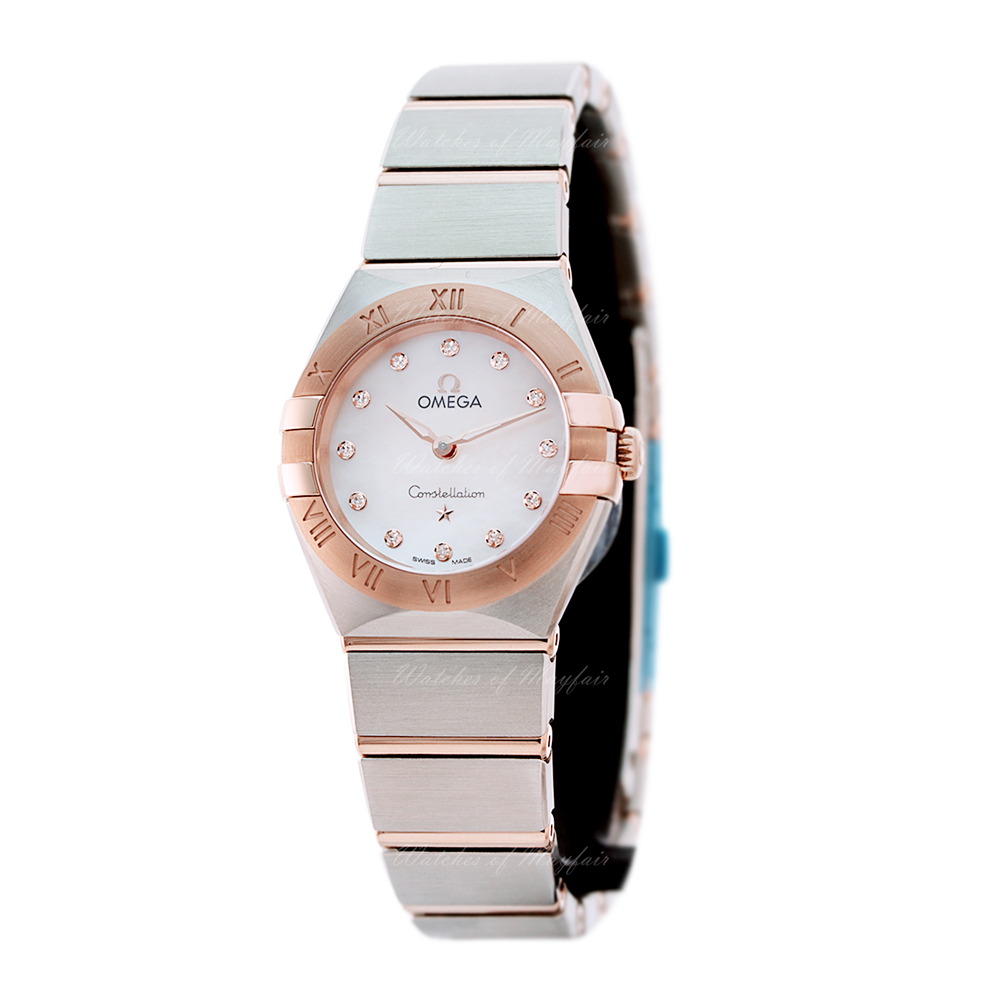 Omega Constellation Manhattan Quartz Diamonds Mother of Pearl Dial Two Tone Steel Strap Watch for Women - 131.20.25.60.55.001