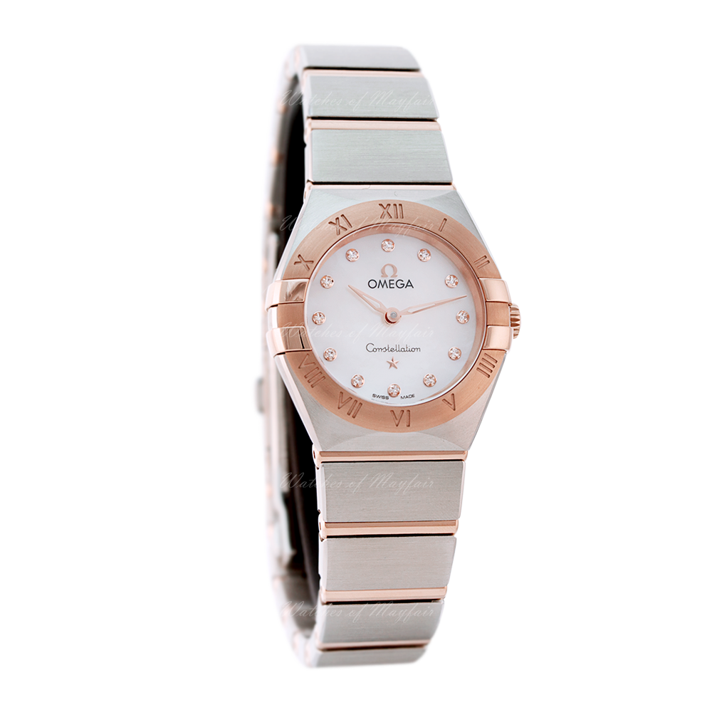 Omega Constellation Manhattan Quartz Diamonds Mother of Pearl Dial Two Tone Steel Strap Watch for Women - 131.20.25.60.55.001