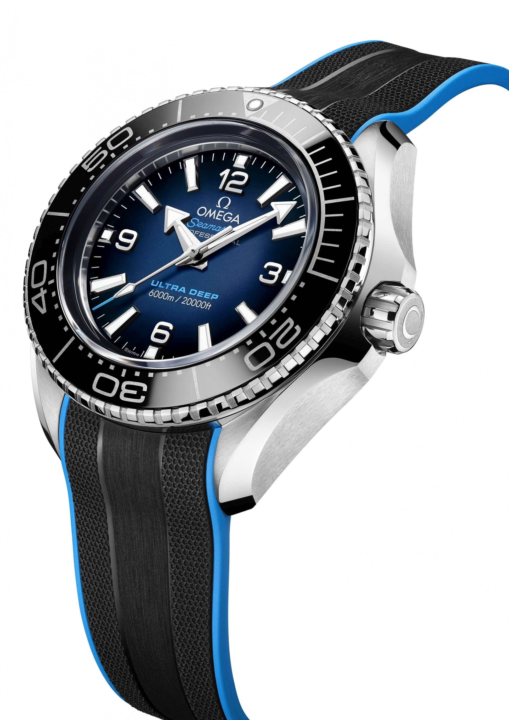 Omega Planet Ocean 6000M Co Axial Master Chronometer 45.5mm Blue Dial Black Rubber Strap Watch for Men - 21532462103001