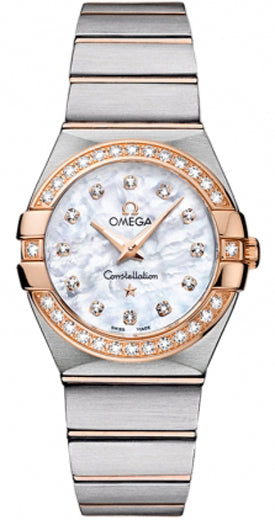 Omega Constellation Diamonds Mother of Pearl Dial Two Tone Steel Strap Watch for Women - 123.25.27.60.55.006