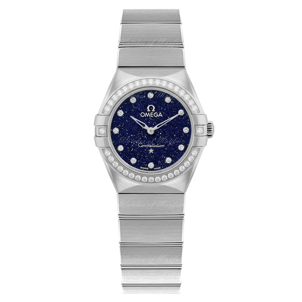 Omega Constellation Manhattan Quartz Diamonds Blue Dial Silver Steel Strap Watch for Women - 131.15.25.60.53.001