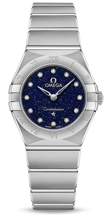 Omega Constellation Manhattan Quartz Diamonds Blue Dial Silver Steel Strap Watch for Women - 131.10.25.60.53.001