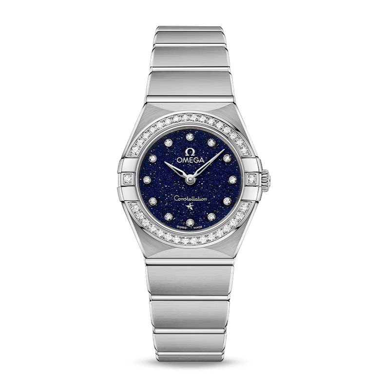 Omega Constellation Manhattan Quartz Diamonds Blue Dial Silver Steel Strap Watch for Women - 131.15.25.60.53.001