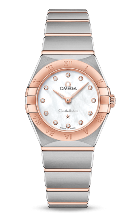 Omega Constellation Manhattan Quartz Diamonds Mother of Pearl Dial Two Tone Steel Strap Watch for Women - 131.20.25.60.55.001