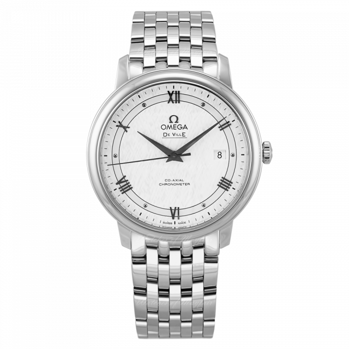 Omega De Ville Prestige Co Axial Automatic White Dial Silver Steel Strap Watch for Men - 424.10.40.20.02.005