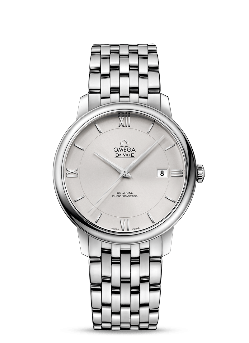 Omega De Ville Prestige Co-Axial Silver Dial Silver Steel Strap Watch for Men - 424.10.40.20.02.003