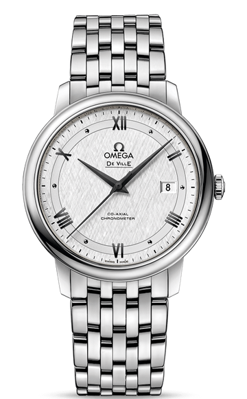 Omega De Ville Prestige Co Axial Automatic White Dial Silver Steel Strap Watch for Men - 424.10.40.20.02.005