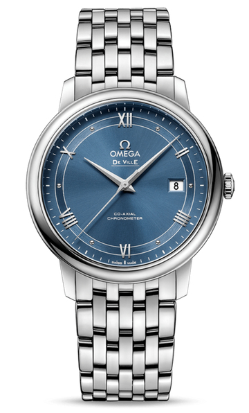 Omega De Ville Prestige Co-Axial Blue Dial Silver Steel Strap Watch for Men - 424.10.40.20.03.002