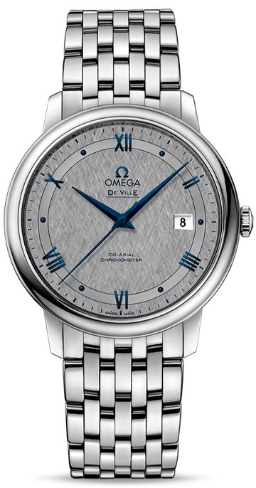 Omega De Ville Prestige Co-Axial Grey Dial Silver Steel Strap Watch for Men - 424.10.40.20.06.002