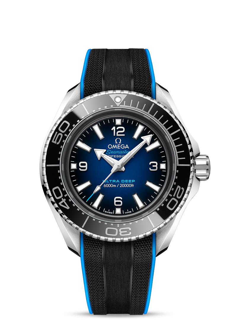 Omega Planet Ocean 6000M Co Axial Master Chronometer 45.5mm Blue Dial Black Rubber Strap Watch for Men - 21532462103001