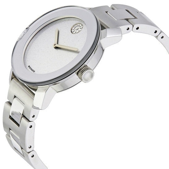 Movado Bold Crystal Dot Silver Dial Silver Steel Strap Watch For Women - 3600334