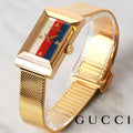 Gucci G-Frame Yellow Gold Stainless Steel Mesh Mother of Pearl Dial Watch For Women - YA147410