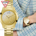 Guess Crush Gold Dial Gold Steel Strap Watch For Women - GW0020L2