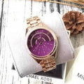 Michael Kors Lauryn Pink Dial Rose Gold Steel Strap Watch for Women - MK3722