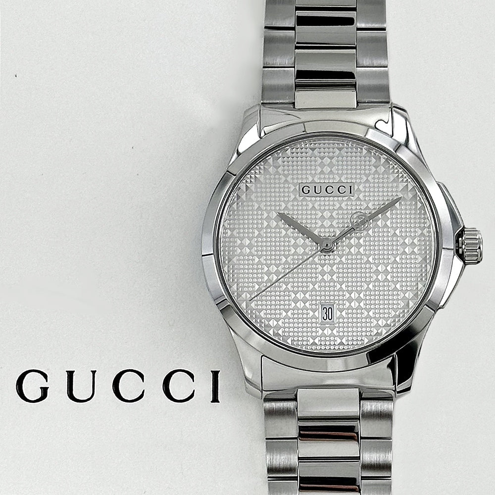 Gucci G Timeless 400 Quartz Stainless Steel Silver Dial 38mm Watch For Women - YA126459