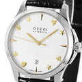 Gucci G Timeless Automatic Black Leather Unisex Watch - YA126468