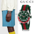 Gucci Dive Quartz Green Dial Two Tone NATO Strap Watch For Men - YA136339