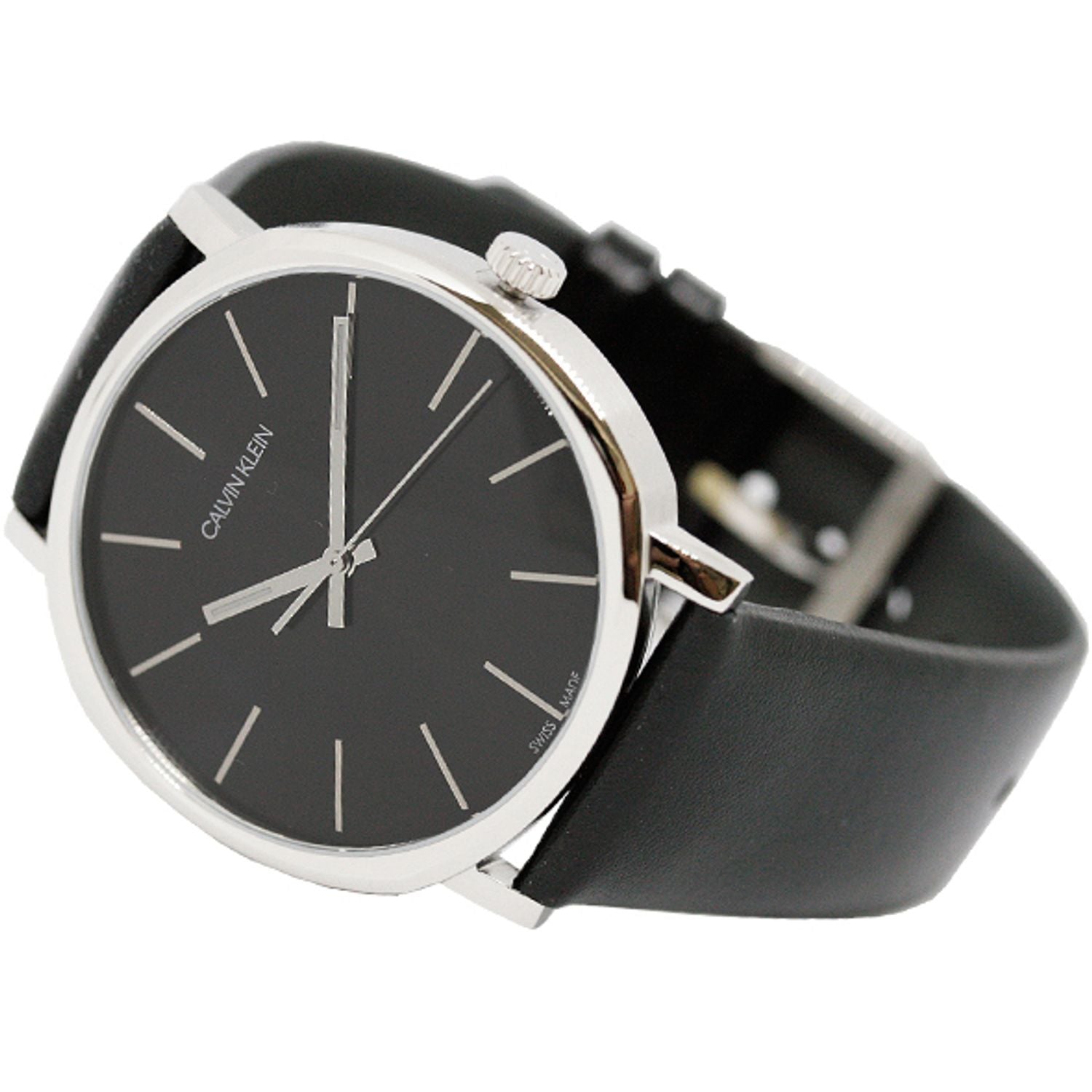 Calvin Klein Posh Black Dial Black Leather Strap Watch for Men - K8Q311C1