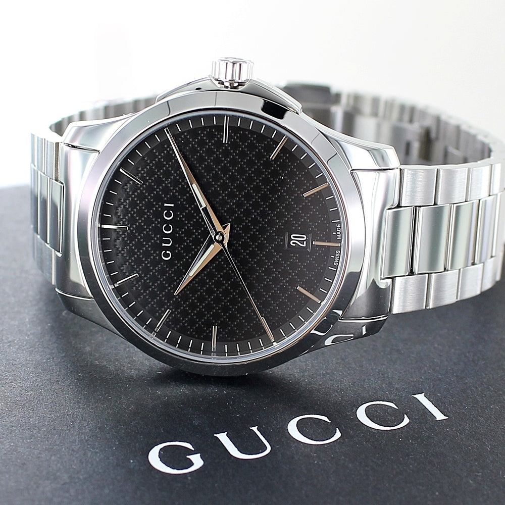 Gucci G Timeless 400 Quartz Black Dial Silver Steel Strap Unisex Watch - YA126457