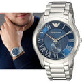 Emporio Armani Valente Quartz Blue Dial Silver Steel Strap Watch For Men - AR11085