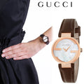 Gucci Interlocking Mother of Pearl Dial Brown Leather Strap Watch For Women - YA133516