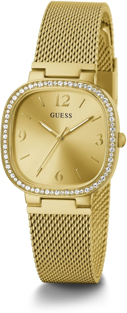 Guess Tapestry Diamonds Gold Dial Gold Mesh Bracelet Watch for Women - GW0354L2