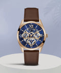 Guess Tailor Analog Blue Dial Brown Leather Strap Watch for Men - GW0389G3