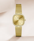 Guess Tapestry Diamonds Gold Dial Gold Mesh Bracelet Watch for Women - GW0354L2