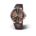 Oris Aquis Date Brown Dial Brown Leather Strap Watch for Men - 0173377304152-0752412EB