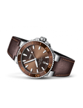 Oris Aquis Date Brown Dial Brown Leather Strap Watch for Men - 0173377304152-0752412EB