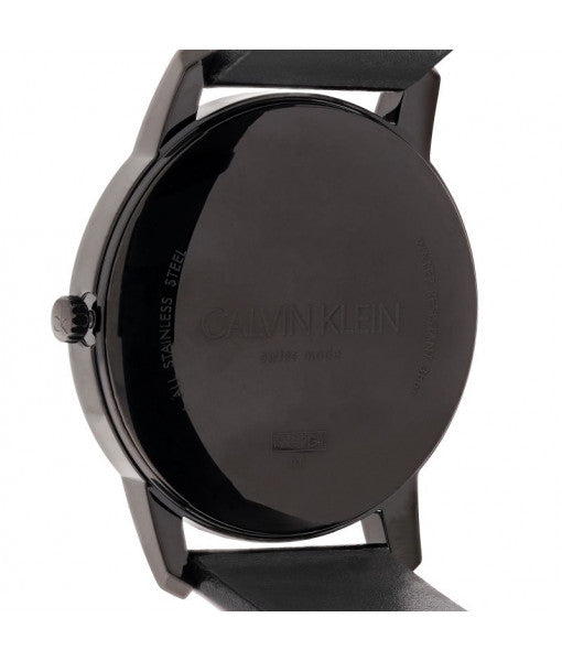 Calvin Klein City Quartz Black Dial Black Leather Strap Watch for Men - K2G2G4C1