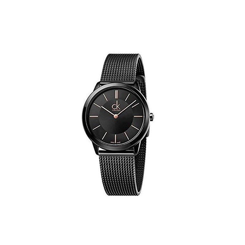 Calvin Klein Minimal Black Dial Black Mesh Bracelet Watch for Women - K3M22421