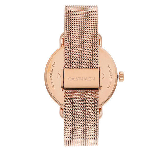 Calvin Klein Even White Dial Rose Gold Mesh Bracelet Watch for Women - K7B21626