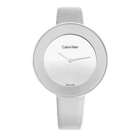 Calvin Klein Chic Silver Dial White Leather Strap Watch for Women - K7N23UP8