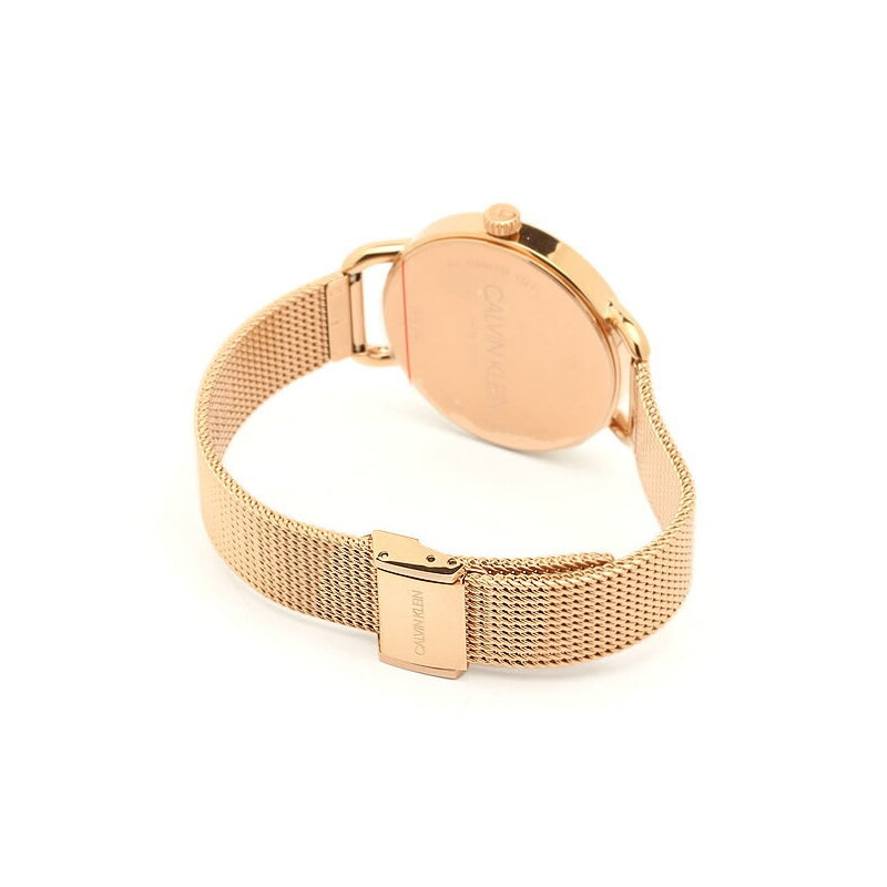 Calvin Klein Even White Dial Rose Gold Mesh Bracelet Watch for Women - K7B23626