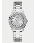 Guess Sparkler Diamonds Silver Dial Silver Steel Strap Watch for Women - GW0111L1