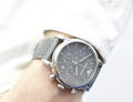 Emporio Armani Luigi Chronograph Quartz Grey Dial Grey Leather Strap Watch For Men - AR1735