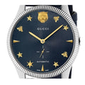 Gucci G Timeless Automatic Blue Dial Black Leather Strap Watch For Men - YA126347