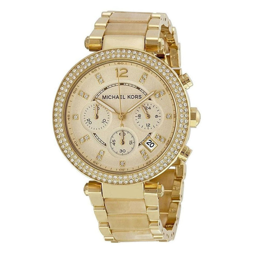 Michael Kors Parker Chronograph Gold Dial Gold Steel Strap Watch for Women - MK5632