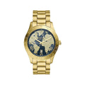 Michael Kors Layton Pave Blue Dial Gold Steel Strap Watch for Women - MK6243