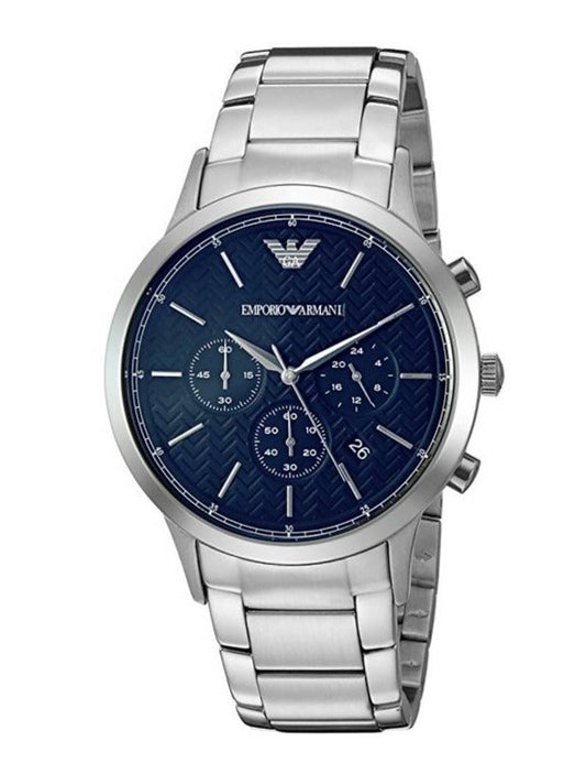 Emporio Armani Renato Chronograph Blue Dial Silver Steel Strap Watch For Men - AR2486