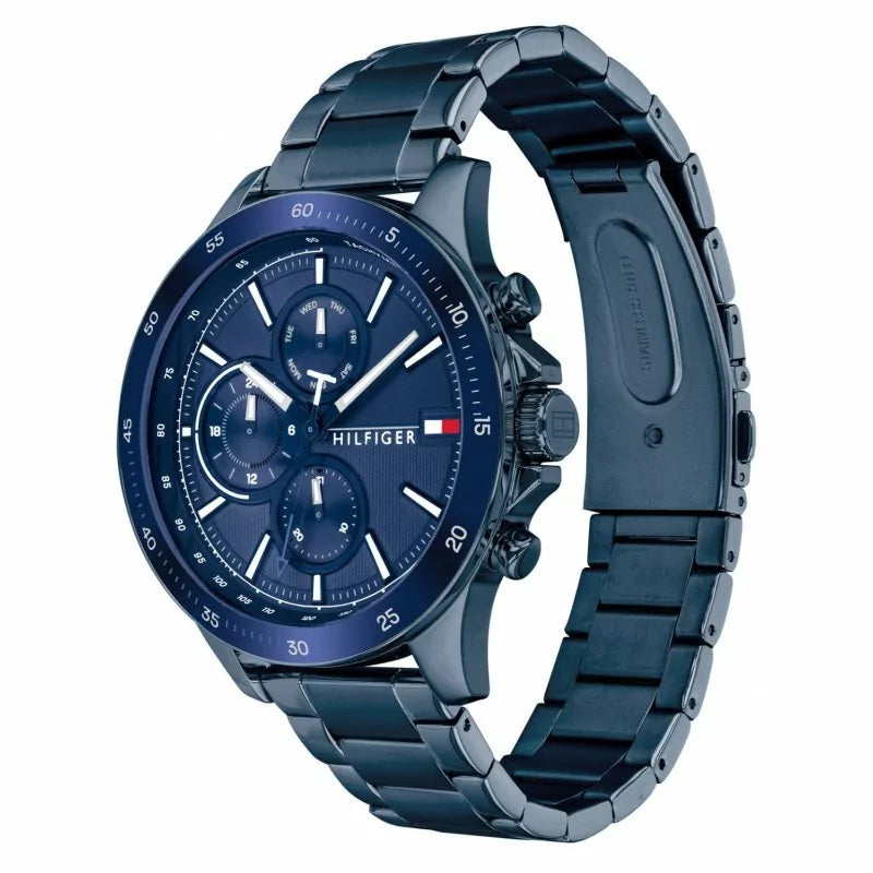 Tommy Hilfiger Bank Quartz Blue Dial Blue Steel Strap Watch for Men - 1791720