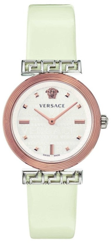 Versace Greca White Dial White Leather Strap Watch for Women - VELW00120