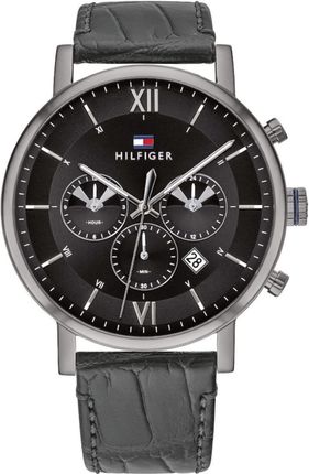 Tommy Hilfiger Evan Black Dial Black Leather Strap Watch for Men - 1710395