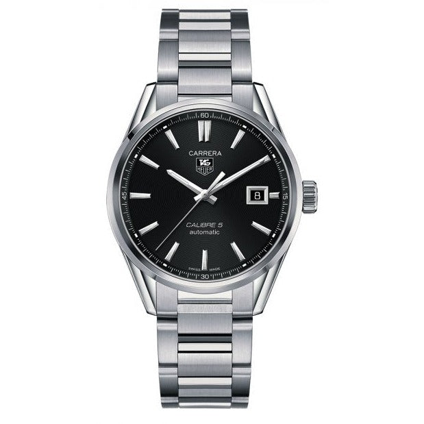 Tag Heuer Carrera Automatic Black Dial Silver Steel Strap Watch for Men - WAR211A.BA0782