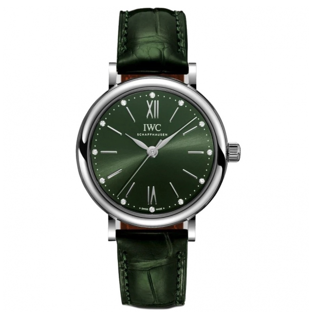 IWC Portofino Automatic Green Dial Green Leather Strap Watch for Women - IW357405